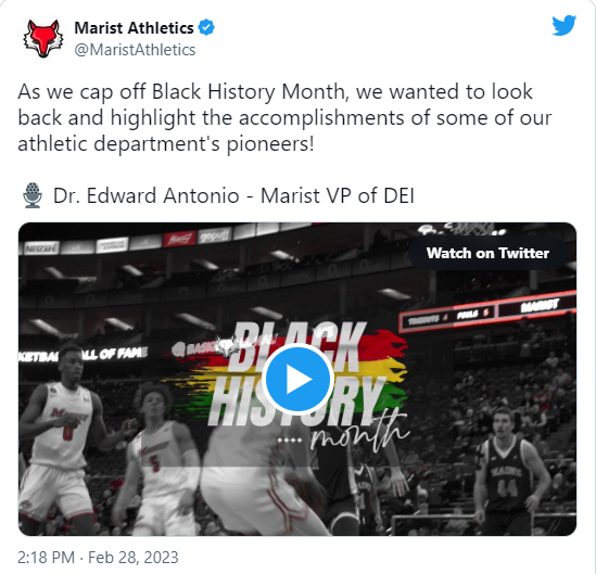 A twitter feed shared by marist athletics with an image basketball