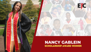 A woman named nancy gablein won a scholarship award.