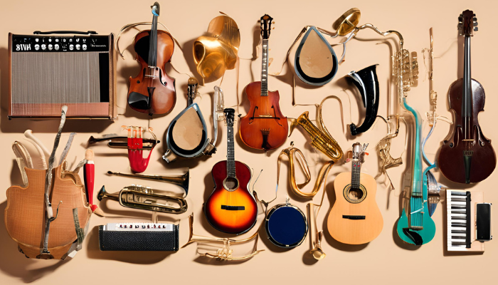 A picture of various instruments on the floor
